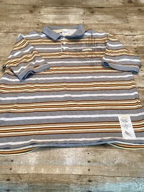 Mens Striped Polo Shirt - Gray & Brown